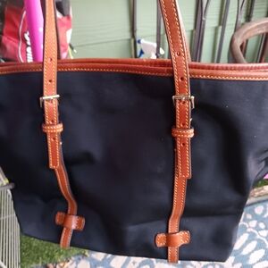 Dooney & Bourke Black Tote with Tan Leather Accents